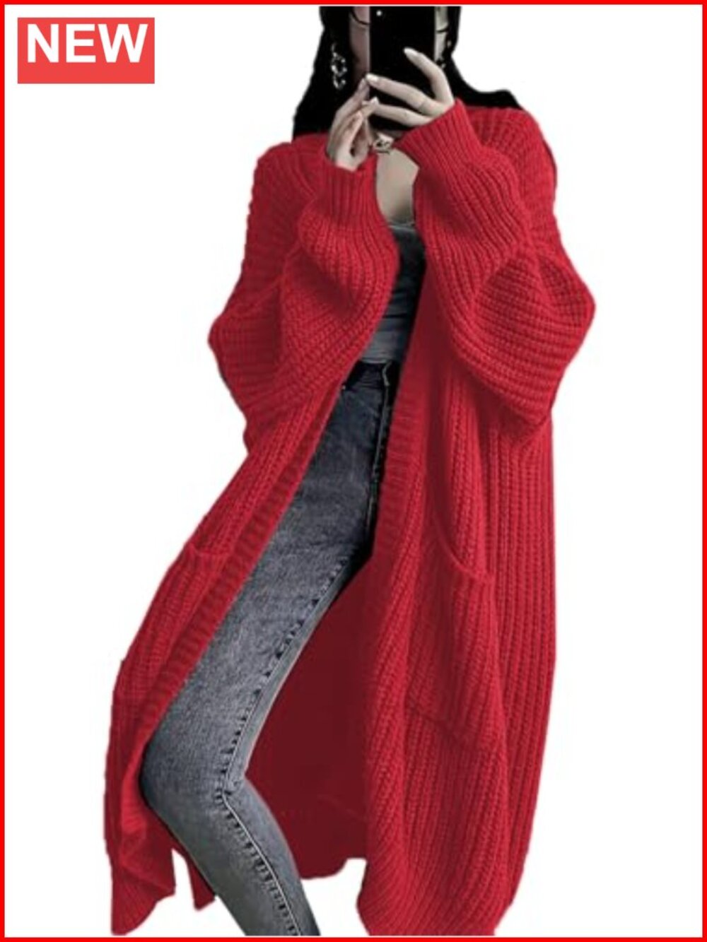 Chunky Cable Knit Long Cardigan Sweater Open Front Duster with Pockets